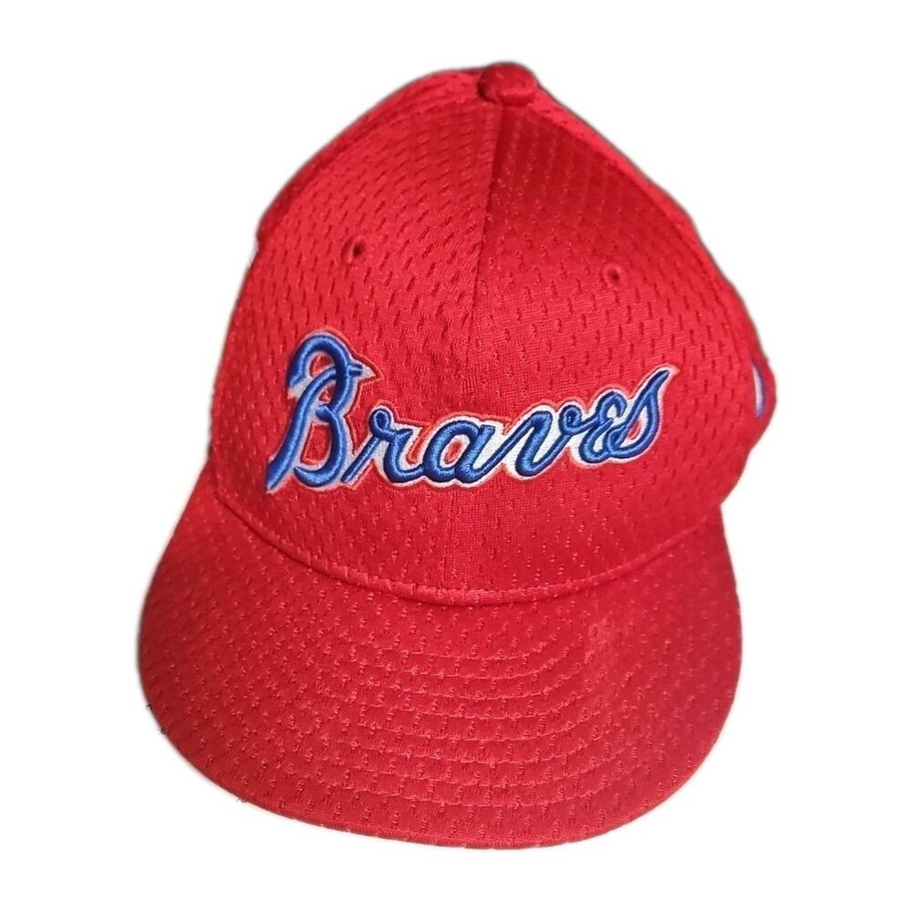 Braves Cap Hat Mens Sz 7 5/8 Red Blue Mitchell Ness Cooperstown Collection